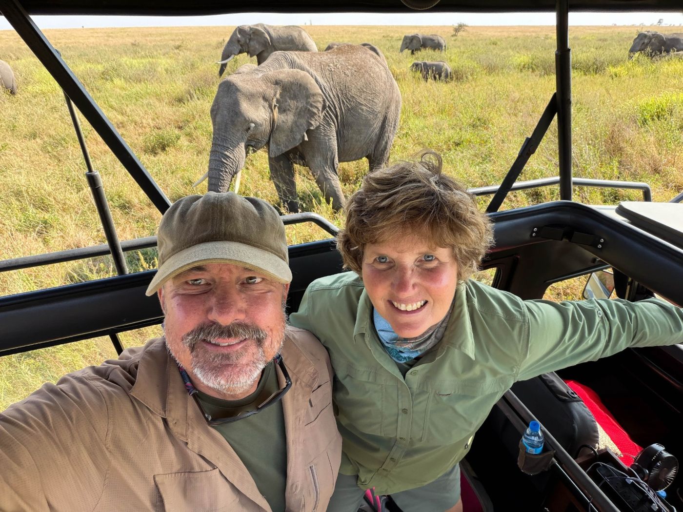 Kubwa Five Safaris guests with elephants from the pop-up roof
